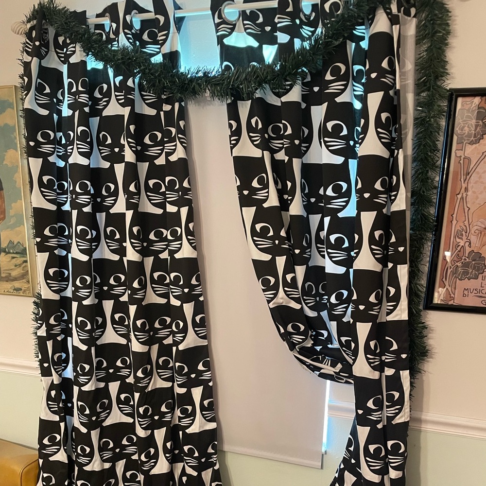 ***SOLD for $60 elsehwere*** Ikea *discontinued* black cat curtains